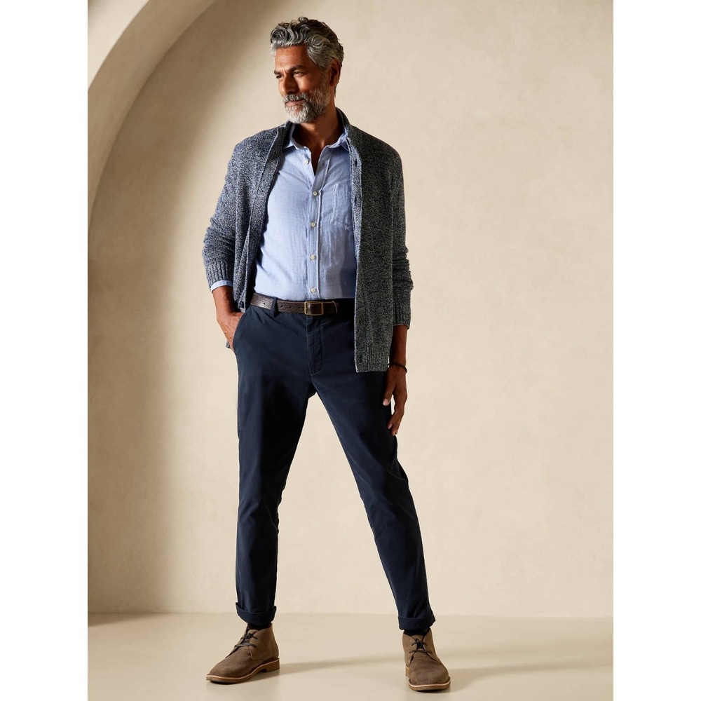 Banana Republic Lived-in Chino Pant Men's 28x32 Preppy Navy Slim Stretch NWT $95